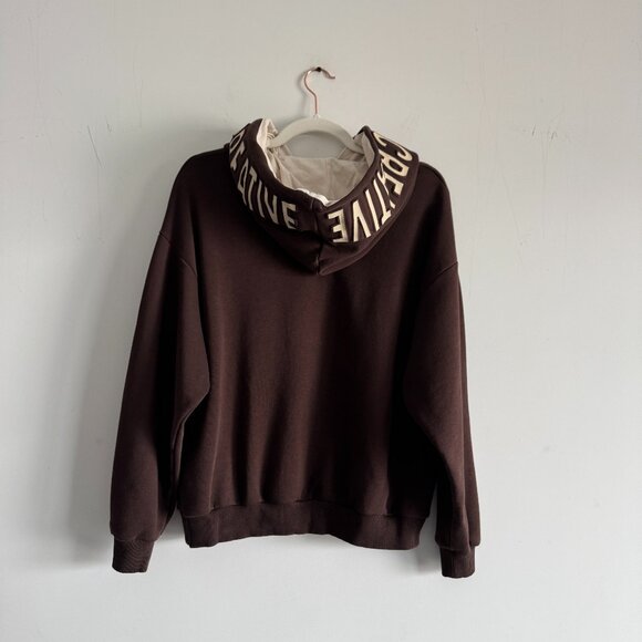 Women Loose Drop Shoulder Drawstring Hoodie Sweatshirt Brown, Size M/38 - Picture 8 of 17